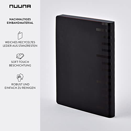 Nuuna Graphic L "Millimeter" Smooth Bonded Leather Notebook - Black #TOP2