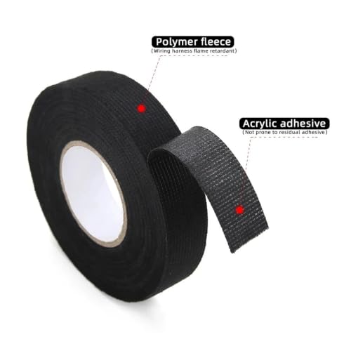 Cinta de tela autoadhesiva resistente para organizar cables negros de 25mm 3