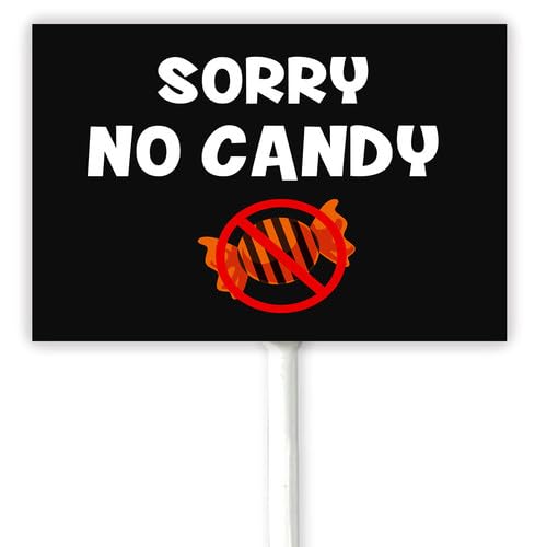 Rustic Halloween Outdoor Decorations Out Of Candy Yard Sign With Stake 12x8 Inch Trick or Treat Halloween Night Party Home Outside Rustproof Aluminum Plaque
