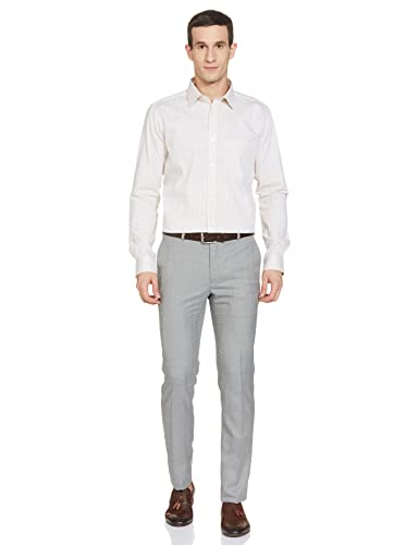 Image of Raymond Men's Pure Cotton Checks Pattern Slim Fit Semi Cutaway Collar Full Sleeve Formal Shirt