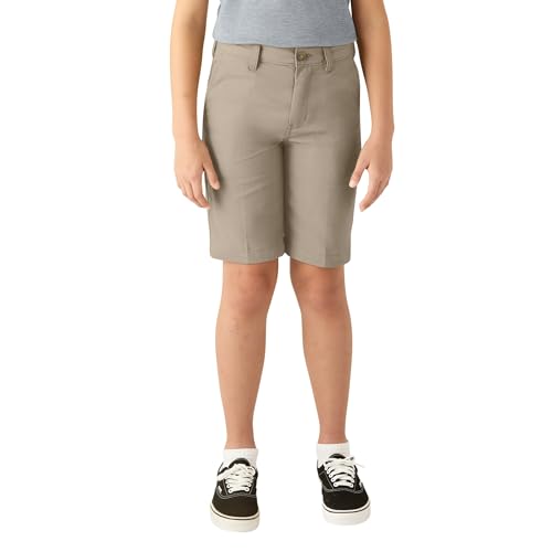 Dickies Boys Khaki Slim Fit Stretch Flat Front Shorts, Desert Sand, 14 US - image 1