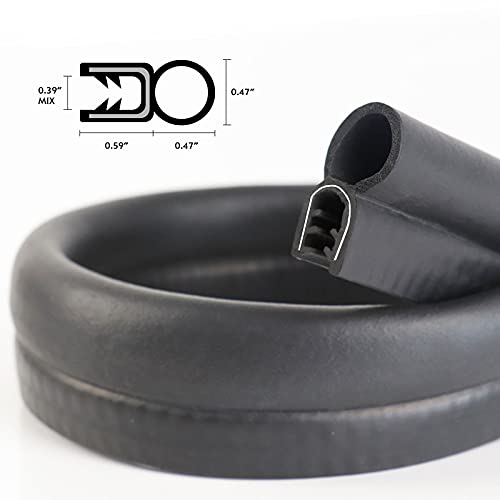9/16Inch U Height-Weather Stripping With Top Bulb-Fits 0.39Inch Gap Range-Pvc Rubber Seal With Metal-Strong But Flexible-Collision Avoidance For Cars,Rvs,Trucks Door-Black (5Ft) #TOP1