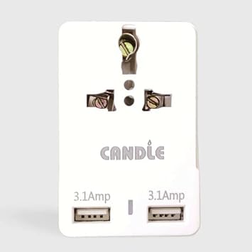 CANDLE 3.1amp. Mobile and Electronic Devices Fast Charging Dual USB Slot with Universal Conversion Multi Plug Worldwide Charging Travel Adapter(Pack of 2)