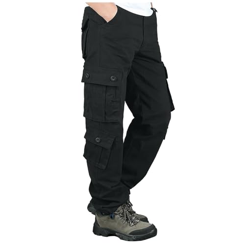 ADHOWBEW Mens Tactical Pants Stretch Waterproof Work Pockets Elastic Waist Big and Tall Joggers