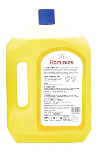 Image of Hommies Disinfectant Surface & Floor Cleaner Liquid, Lemongrass - 2 Litre | 10X Stain Removal & 99.9% Germ Kill | Multi-Surface Cleaner for Marble, Tiles & Wood | Refreshing Herbal Fragrance