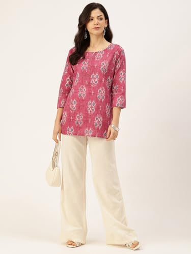 Image of feranoid Printed Top with Round Neck & 3 /4 Sleeves (S-XXL)