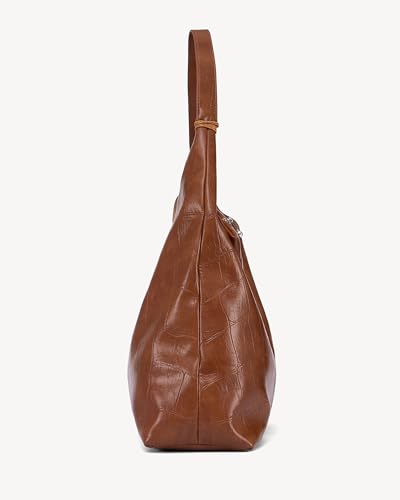Image of NEWBELLA Women's Hobo Purse - Faux Leather Shoulder Bag & Tote Handbag, Spacious Work Bag for Commute & Daily Use (Brown Hobo)