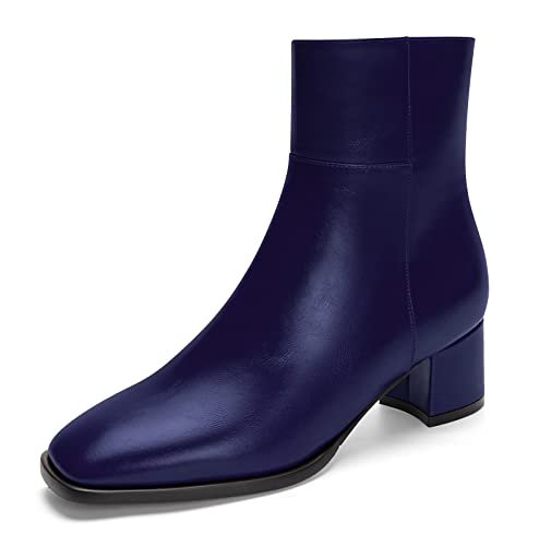 Aachcol Women Ankle Boots Chunky Block Mid Low Heel Close Square Toe Zipper Classic 2 Inch2