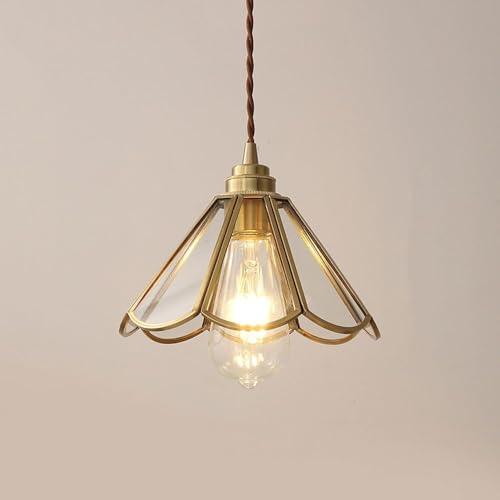 Lampe suspendue E27 laiton pour gagner de la place sur une table de chevet