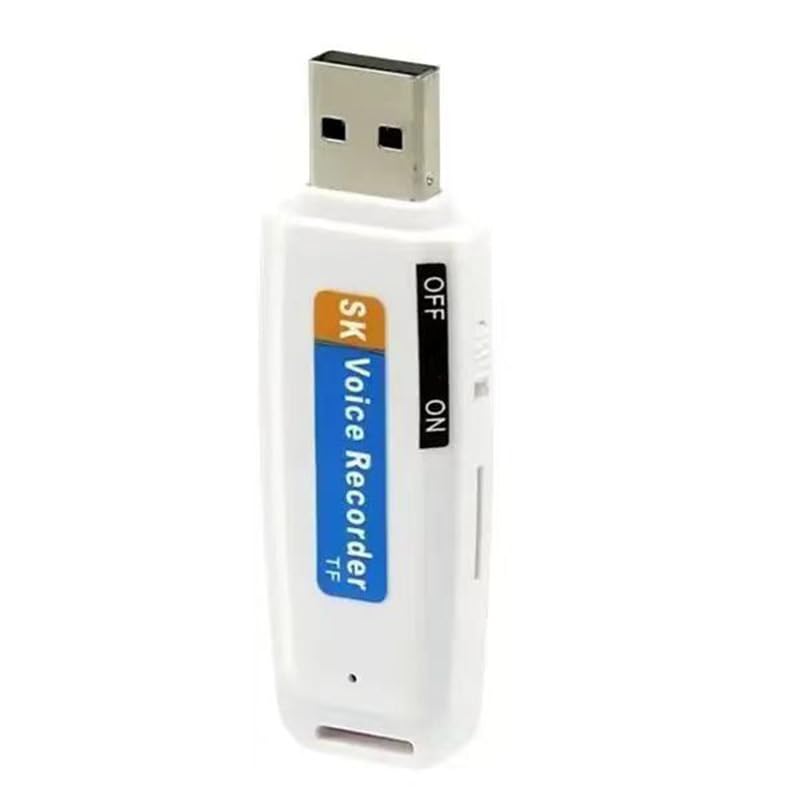 Gravador de Voz Digital USB, Capacidade 32GB, com Slot para Cartão TF, Preto (Branco)