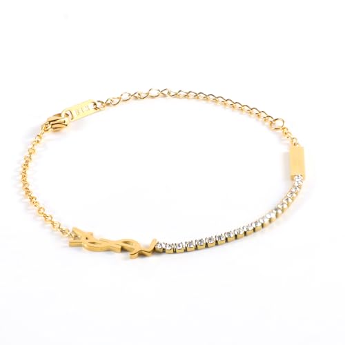 18K Gold Initial Bracelet for Women, Dainty Luxury Gold Chain Bracelet, Minimalist Trendy Link Bracelets for Jewelry Gift2