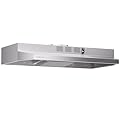 SOONYE 30 inch Stainless Steel Under Cabinet Range Hood, Slim Kitchen Vent Hood Ducted/Ductless Convertible with 2 Speed Exhaust Fan, 3-Layer Aluminum Filters,LED Lights