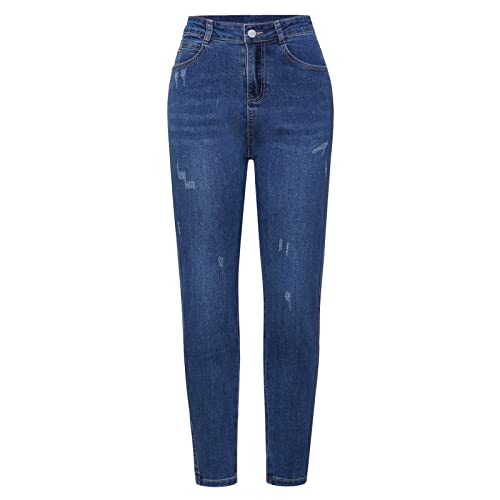 Happydecor Women's Stretch Loose Slim Fit Denim Trousers, Oversized Jeans Casual Jeans (As1, Alpha, S, Regular, Regular, Blue, Medium) #TOP6