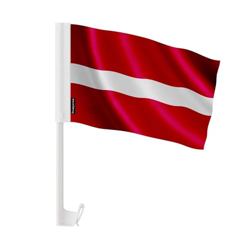 Drapeau voiture Lettonie 30x45cm polyester résistant au vent pour cortège festif - Lot de 50
