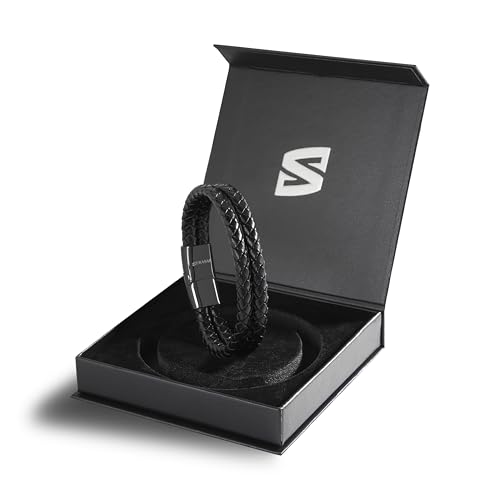 Image of SERASAR Premium Leather Bracelet Men | Stainless Steel Magnetic Clasp | Three Colors | Jewelry Box Included