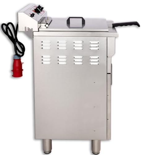 Beeketal 'BSF-160P' Profi Gastro Stand Fritteuse mit Unterschrank (16 L Volumen für max. 11 L Öl) Edelstahl Friteuse mit Fettablaufhahn im Schrank, 5000 Watt, 400V-50Hz Starkstrom Anschluss – Bild 5