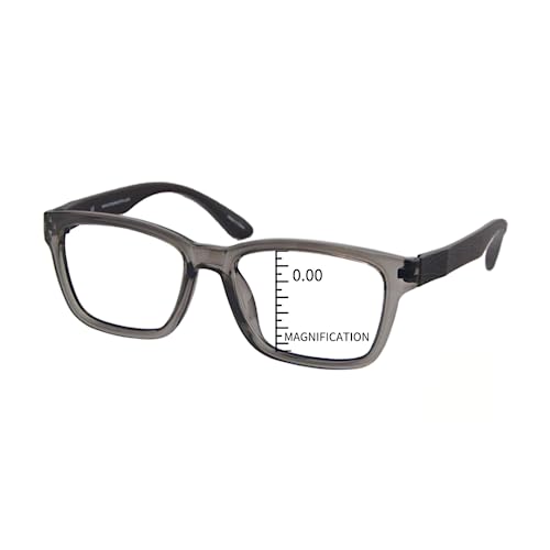 ProEyes Nuclear, Blue Light Blocking Glasses/Multifocal Readers, Wood Like Arms, 0 Power on Top Lens, Anti-Reflective (Gray, 1.50 x)