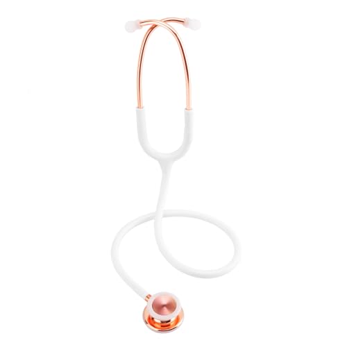 Image of Scienlodic Double-Sided Stethoscope with Ear Tips, Professional Stethoscope for Doctor Nurse Clinical Student Use, Customized Gold-Plated High-end - White