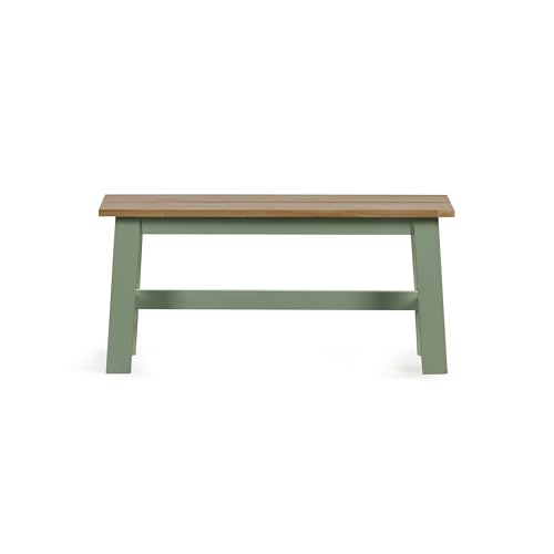 Julian Bowen Linwood Sage Green and Natural 95cm Dining Bench - Image 4