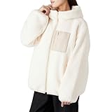 [ハッピーマリリン] アウター 大きいサイズ レディース ブルゾン ボア 中綿入り 防寒 軽いのに暖かい ごわつかない ゆったり 短毛 大きめフード ボアコート 着ぶくれしないアウター 軽量アウター ジャケット もこもこ ふわふわ 冬コート 【447100】 L-LL(タグ1)/アイボリー