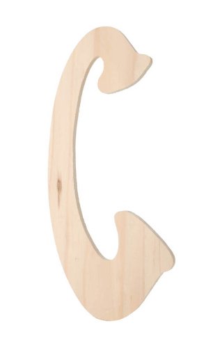 9187-C Unfinished Wood Embellishment, Letter C, Special Font