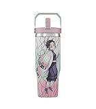 Demon Slayer Kimetsu No Yaiba Shinobu Insect Hashira Tumbler with Lid, 30 Oz Water Cup, Vacuum Insulated, Anime Water Bottle, Reusable Insulated Stainless Steel tumbler for Water, Iced Tea or Coffee