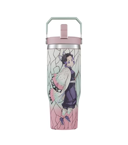 Demon Slayer Kimetsu No Yaiba Shinobu Insect Hashira Tumbler with Lid, 30 Oz Water Cup, Vacuum Insulated, Anime Water Bottle, Reusable Insulated Stainless Steel tumbler for Water, Iced Tea or Coffee