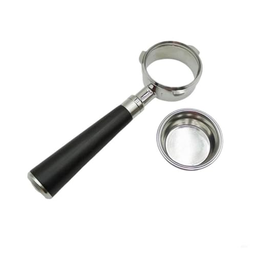 A2UE ステンレススチール 58mm コーヒーポルタフィルター 熱機能付き 木製ハンドル付き エスプレッソマシンアクセサリー コーヒーアクセサリー(D)