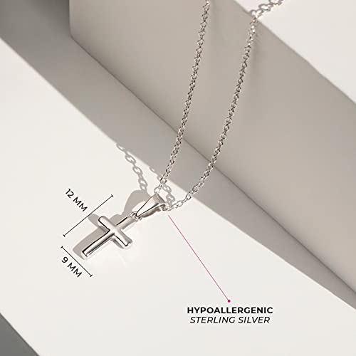 925 Sterling Silver 16" Little Cross Pendant Necklace for Children & Preteens - Polished Small Cross Charm Necklaces for Babies & Infants - Classic Religious Jewelry for Little Girl's Accessory4