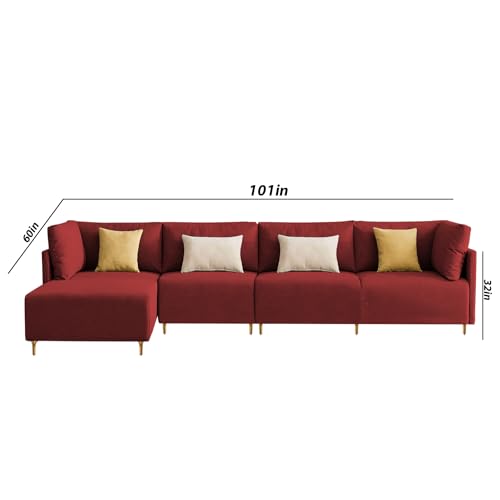 Image of Carina LHS 6 Seater L Shape Sofa Set for Living Room (Maroon Fabric) Premium Fabric Sofa