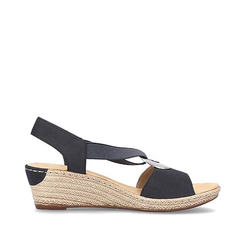 Image of Rieker 624H6 Fanni Women's Wedge Sandals - Lightweight, Comfortable and Supportive - Slip On Sandals with Cushioned Insole and High Wedge for Everyday Stylish Wear