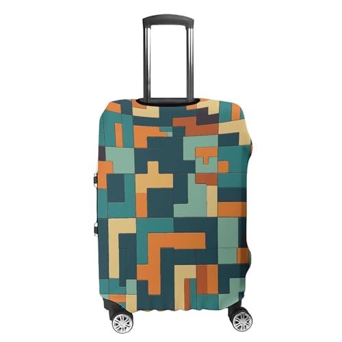 Blue And Orange Design Luggage Cover, Washable Elastic Suitcase Cover Protector Fit 18-32 Inch Luggage4