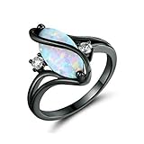 Ringgröße: 6/7/8/9/10 (US) Ruluti Frauen 925 Ring Black Gold Plated Marquise Cut Fire Opal Schmuck SZ 6-10