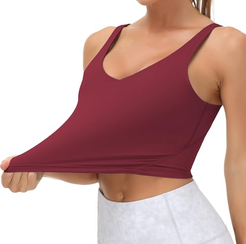 Image of THE GYM PEOPLE Womens' Sports Bra Longline Wirefree Padded with Medium Support