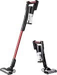 Eureka NEC100C RapidClean Lightweight Cordless Vacuum Cleaner LED Headlights, Convenient Stick and Handheld Vac with Lithium-ion Battery, Whole Home Cleaning,Basic, Red, Black