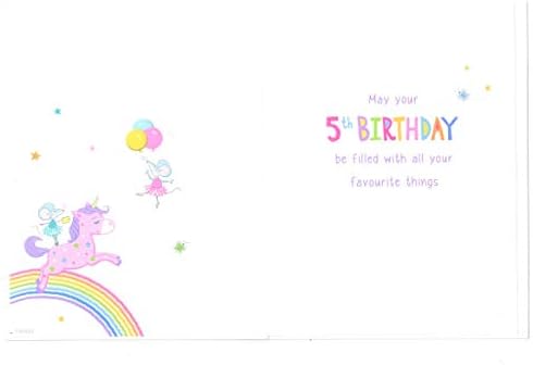 Regal Cards Girl Age 5 It's Your Birthday Card - Unicorn