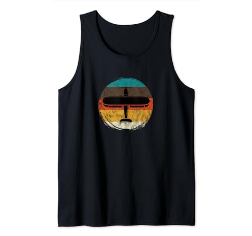 Retro Airplane Aviation Aviator Plane Airplane Aircraft Tank Top, Black, S