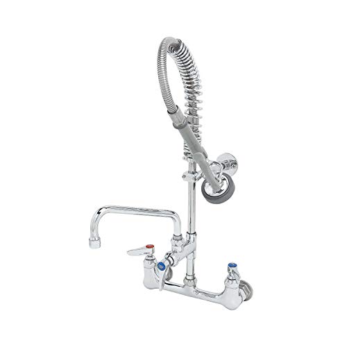 T&S Brass MPZ-8WLN-06 Mini Pre Rinse Faucet. 8\" Wall Mount with 6\" Swing Nozzle, Lever Handles, and Wall Bracket - Thumbnail 2