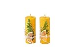 Beeswax Gifts 100% Beeswax Candles Gift Box Set of 2 Natural Hand Rolled Pillar Candles (Size 5 x 2