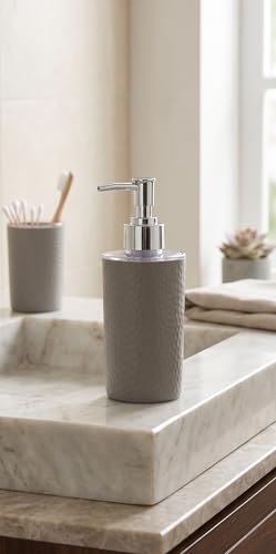 Image of Italian Design Liquid Soap Dispenser| Sanitizer Dispenser | Lotion Dispenser | Shampoo Dispenser | Handwash Bottle | Metallic Grey Finish, 350ml (Grey)