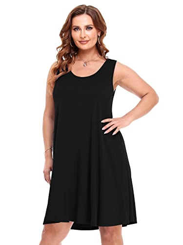 BELAROI Women Plus Size Sundress Summer Casual Sleeveless Tshirt Dress Tie Dye Swing Tank Dresses with Pockets Beach Cover up2