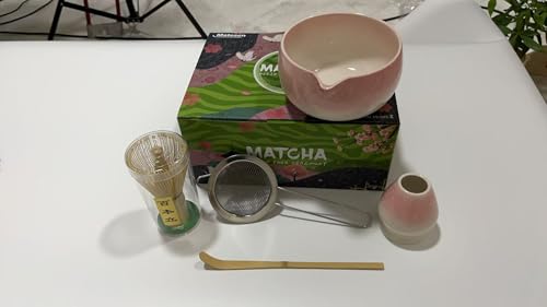 Matesen 5PCS-MT062Z Kit de démarrage pour matcha avec bol (chawan) et balai, accessoires pour le service à thé matcha traditionnel 5PCS-MT062, 5PCS-MT062Z