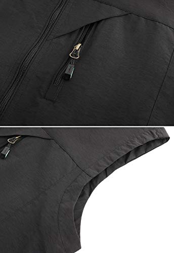 Hbufnha Men's Lightweight Vest Outdoor Windbreaker Vest Jacket For Golf Safari Travel Fishing Hiking Vest 01-Bk-L #TOP5