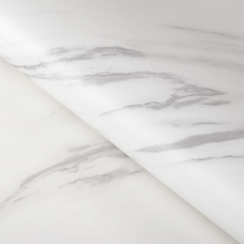 JRM Vinyl Marble Wallpaper Peel and Stick Waterproof Wallpaper for Home Kitchen Countertop Cabinet Furniture Oil Proof Kitchen Stickers (1, White 60X200)
