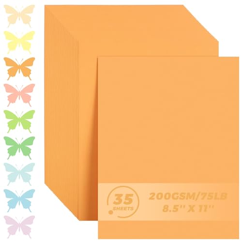 35 Sheets Pumpkin Orange Cardstock - 8.5 x 11 75lb/210gsm
