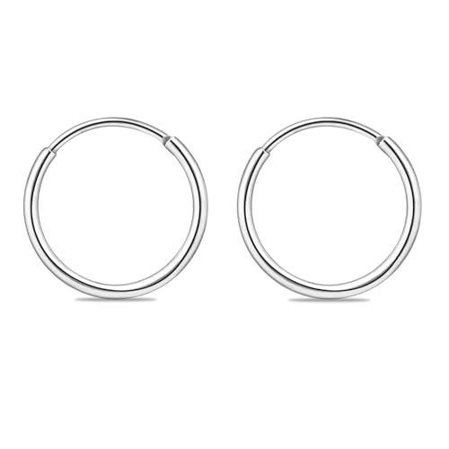 Petites Boucles d'Oreilles Créoles en Argent Anneau Délicat 10mm pour Cartilage Acier Inoxydable pour Femme et Homme