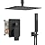 HoliSpa Ceiling Mount Shower Faucet Set, Black Shower System with 10-Inch Rain Showerhead and Handheld Spray Combo, High-Pressure Showerheads Set with Valve and Trim Kit, Matte Black