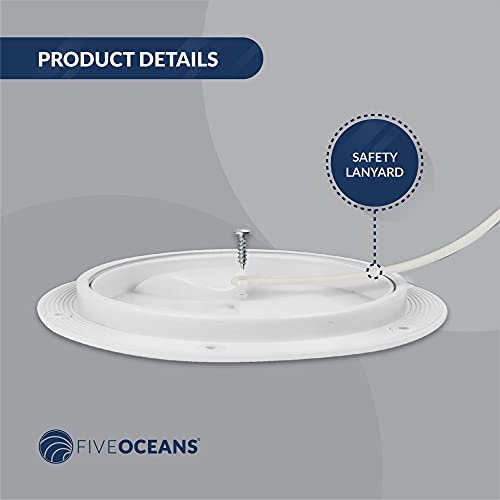 Five Oceans Fo571-M2 Marine Round Inspection Screw-In Deck Plate, 8 Inches, Anti-Aging, Anti-Corrosive And Uv-Resistant Abs Plastic, White, 2-Pack #TOP3