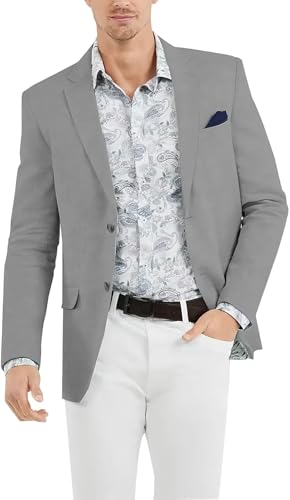 Mens Lightweight Linen Suit Blazer Jacket Casual Summer Wedding Style
