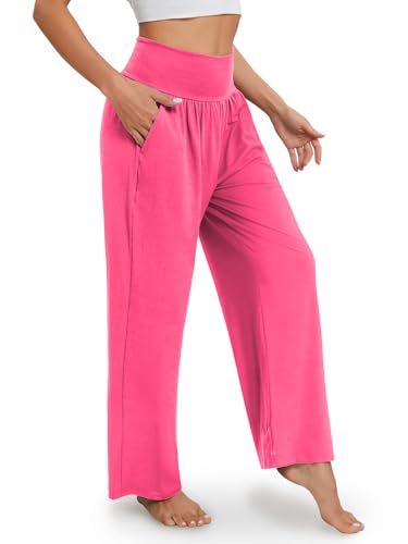 Image of Gracyoga Wide Leg Yoga Pants for Women Casual Loose Cozy Sweatpants High Waisted Lounge Pajama Flowy Pants With Pockets